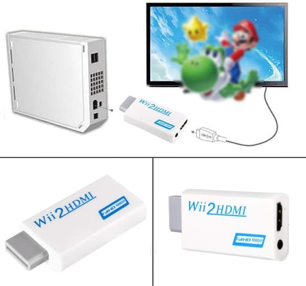 HDMI-sovitin Yhteensopiva kanssa Nintendo Wii -sovellukselle White