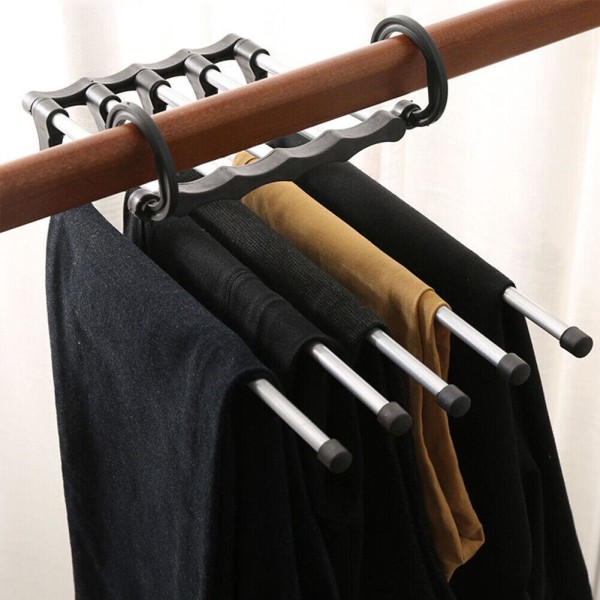 Svart Sammenleggbar Magic klesstativ for bukser til garderobe Black one size