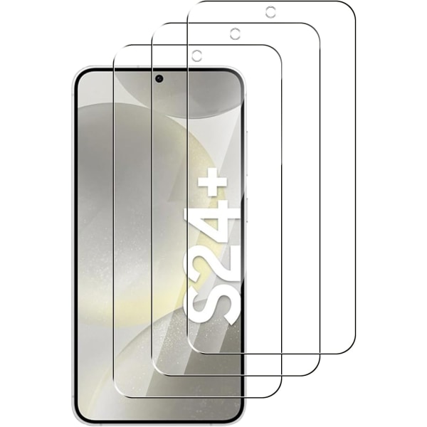 3x Hærdet glascover Samsung S24+ / S24 Plus Full Fit Transparent one size