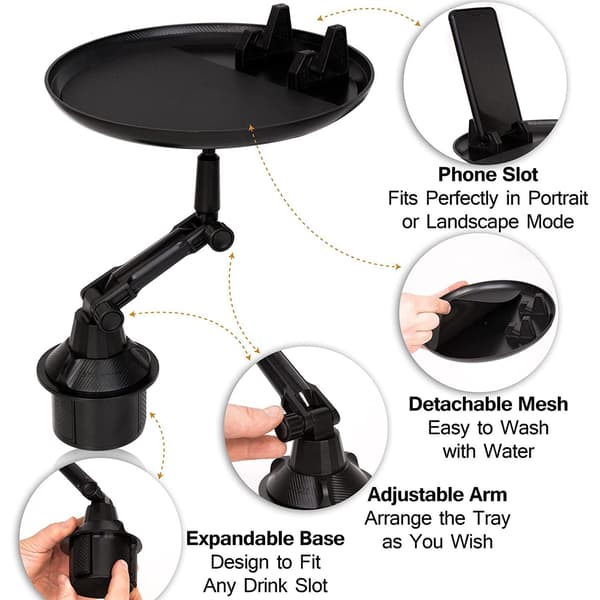 Spisebord for koppholder Multifunksjonell for Car caravan båt ... Black one size