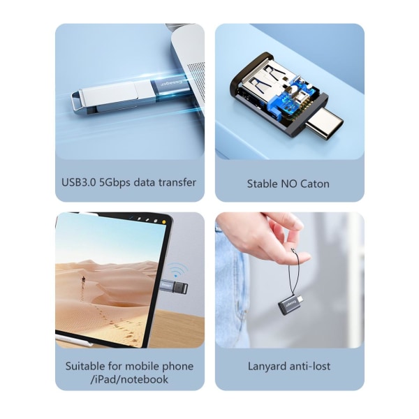 USB-uros-USB-C-naaras nopea tiedonsiirto, USB A-USB C Grey one size