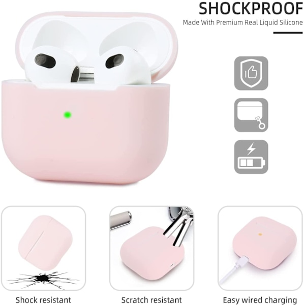 2x Rosa Apple AirPods 3 skal silikon skyddsfodral för AirPods 3 Rosa one size