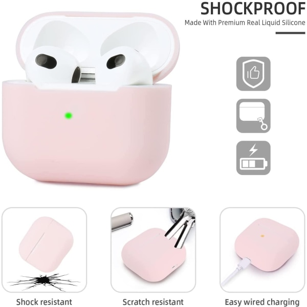 2x Vaaleanpunainen Apple AirPods 3 -kotelo silikonisuojakotelo AirPods 3:lle Pink one size