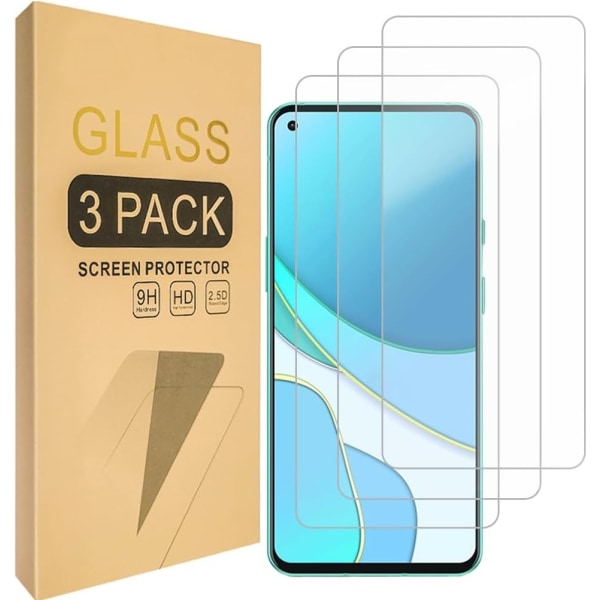 3x Glassdeksel OnePlus 9 Tempered Dekker hele skjermen Transparent one size