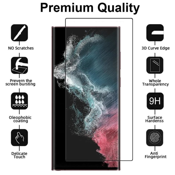 Karkaistu lasikuori Samsung S22 Ultra Full Fit, sormenjälki Transparent one size