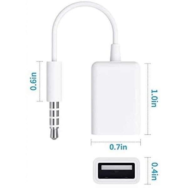 3,5 mm Aux hann til USB-hunn-adapterkabel White one size 5be8 | White | one  size | Fyndiq