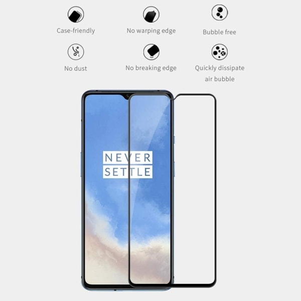 3x Glassdeksel OnePlus 7T Tempered Dekker hele skjermen Transparent one size