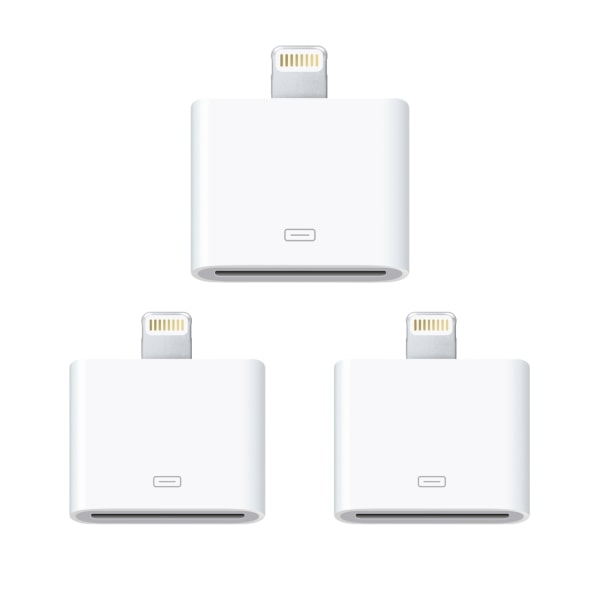3x Lyn 30-pinners til 8-pinners adapter for iPhone, iPad White