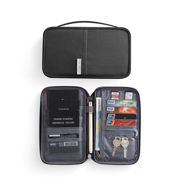 RFID-beskyttelse - Svart Universal Travel Wallet Passport Case Black one size