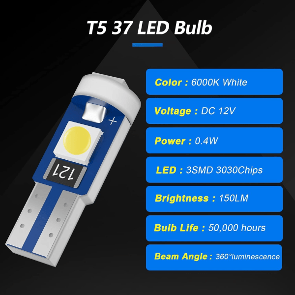 10x T5 slim 3030 3X smd led vit lampa Vit one size