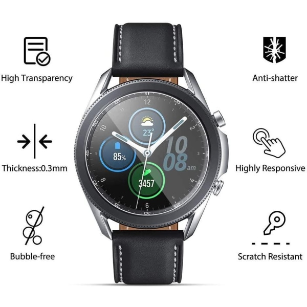 2x Skjermbeskytter for herdet glass til Samsung Galaxy Watch 44m Transparent one size