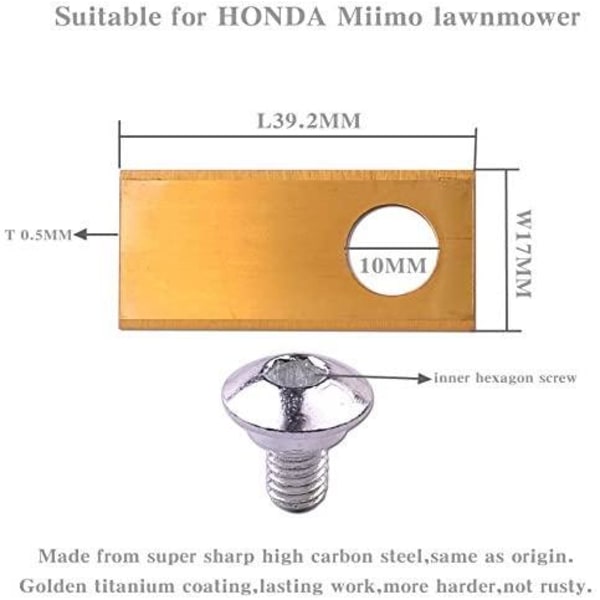 Titaniumbelagte knive til Honda Miimo robotplæneklipper 9 stk Gold one size