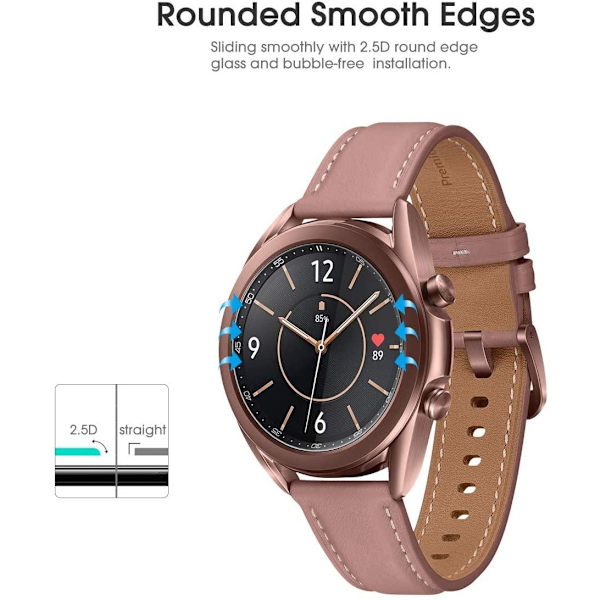 2x Härdat glas skärmskydd till Samsung Galaxy Watch 41mm Transparent one size