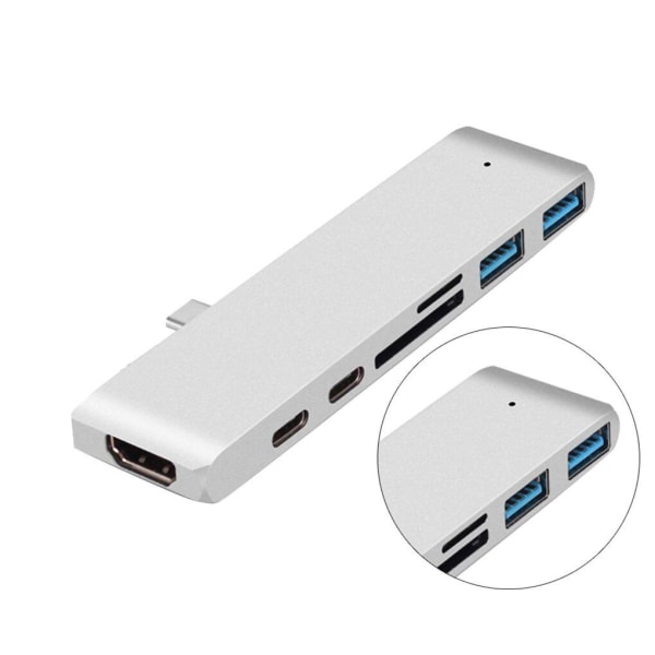 USB C Hub Thunderbolt 7 in 1 ja 1 USB C Napauta Silver