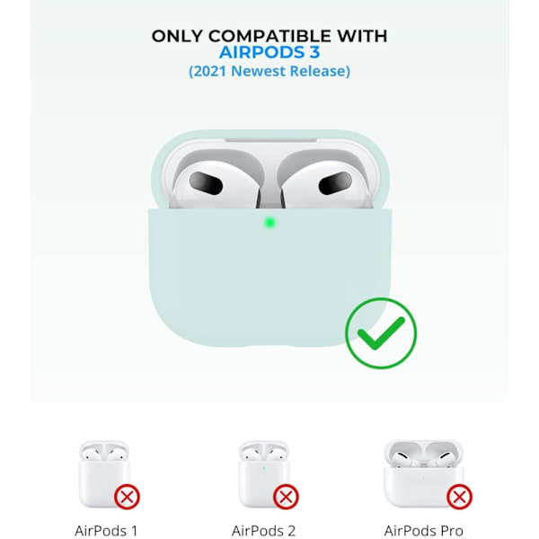 2x Blå Apple AirPods 3-deksel silikonbeskyttelsesdeksel for AirPods 3 Blue one size