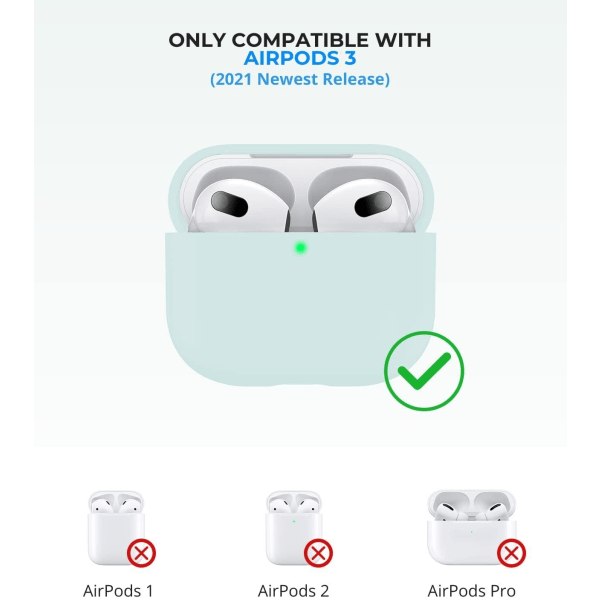 2x Blå Apple AirPods 3 skal silikon skyddsfodral för AirPods 3 Blå one size