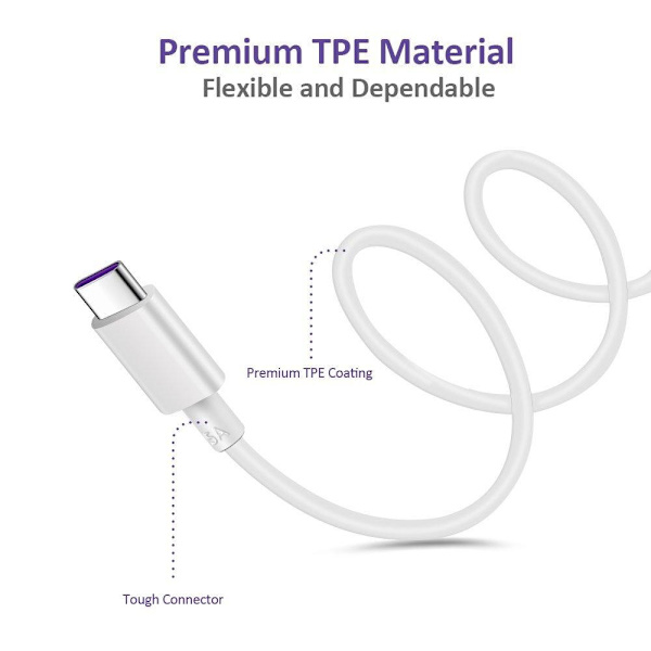 3x. 5A USB 3.1 A - USB C SuperCharge 2M White one size