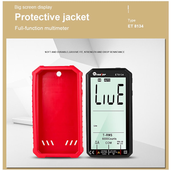 Digitaalinen yleismittari jaetulla 4,7 tuuman LCD-näytöllä. PUNAINEN Red one size