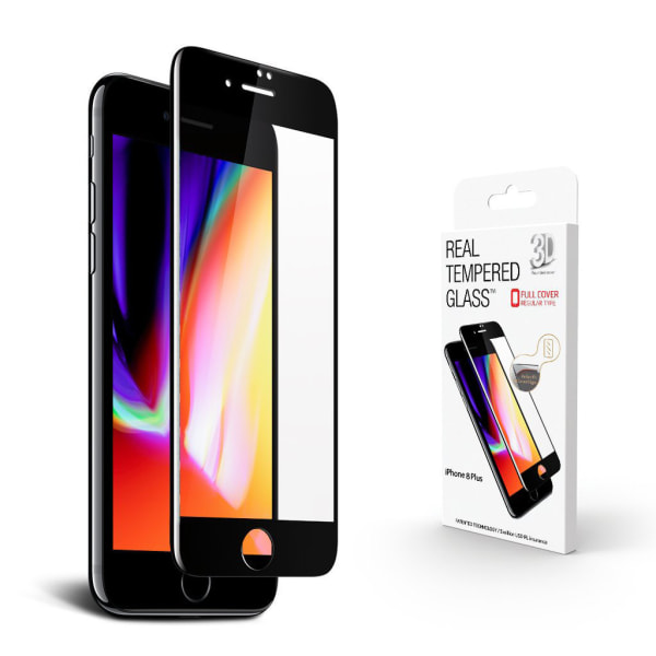 Herdet glassdeksel iPhone 6/7/8 Plus 5D dekker fullskjerm svart Transparent