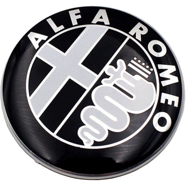 2X Svart 74mm Alfa Romeo hette hette bagasje emblem Black one size