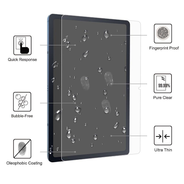 2x Skærmdæksel til hærdet glas til Samsung Galaxy Tab S7 Plus S8 Plus Transparent
