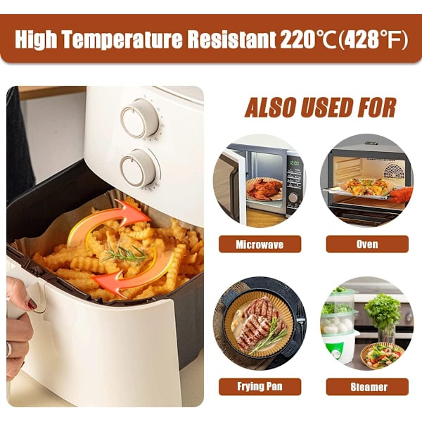 50 stk. 20x4,5 cm Air Fryer Bagepapir Ark Former runde Engangspapir Brown one size