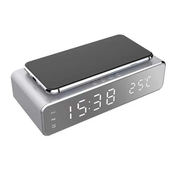 Väckarklocka med Trådlös Laddning Silver one size