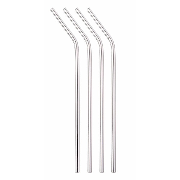 8X rustfrit stål halm med renser + opbevaringspose Silver one size