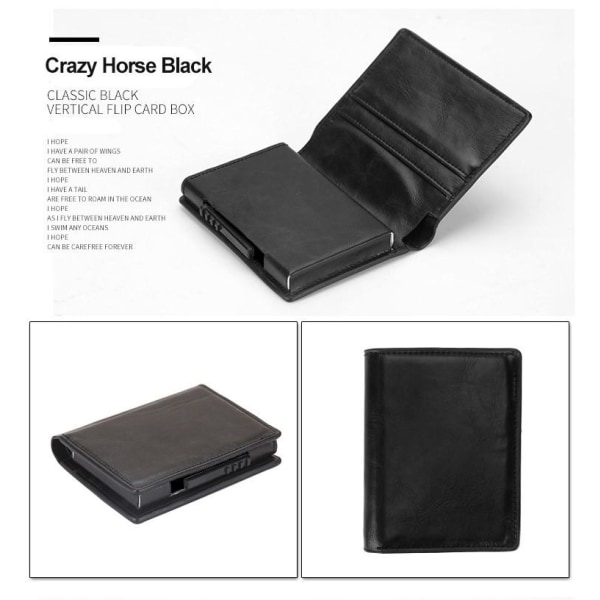 Svart RFID - NFC Protection Leather Wallet med seddel kortholder Black one size