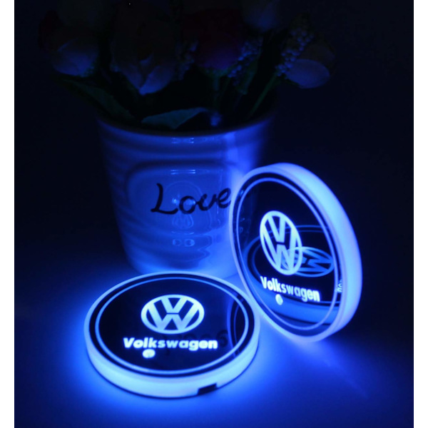 2X Volkswagen Led bundplade til krusholdere Silver one size