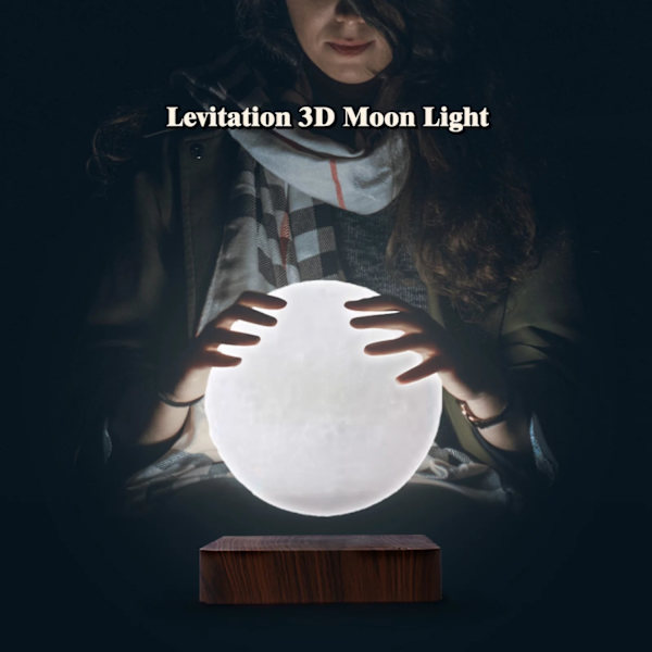 Kelluva kelluva Maglev-lamppu Ilmakehälamppu Moon Walnut White one size