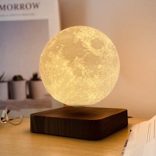 Kelluva kelluva Maglev-lamppu Ilmakehälamppu Moon Walnut White one size