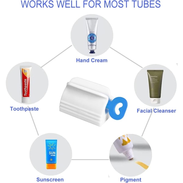 2x Blå tandpasta clip Tube press Tube holder White