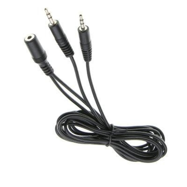 2stk. 3,5 mm Hona til 2 Hane Y Splitter Audio kabel 1,5 meter Black one size