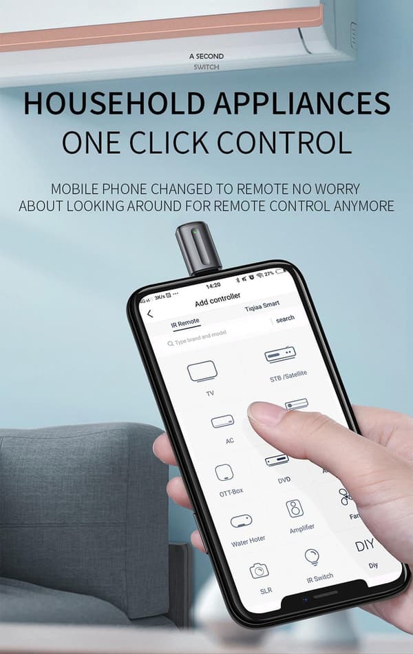 IR-fjernkontroll Mobiltelefon Lightning Black