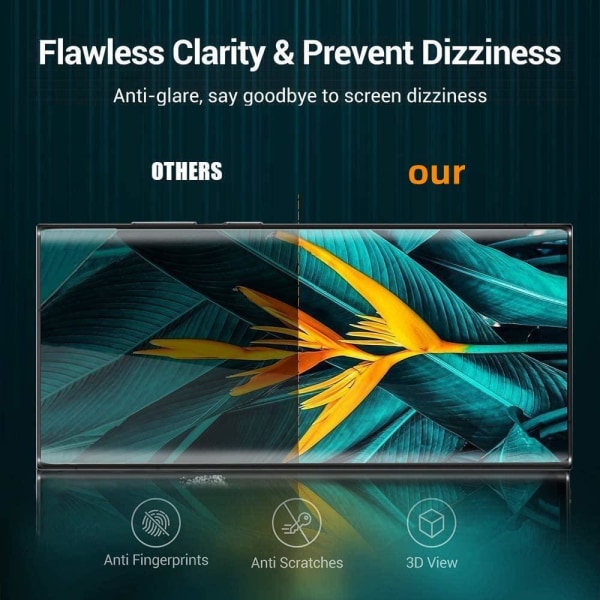 3X Karkaistu lasikuori Samsung S23 Ultra Full Fit, sormenjälki Transparent one size