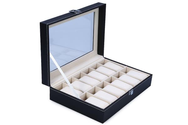 Klocklåda för 12 klockor / Klockbox / Urbox Svart one size