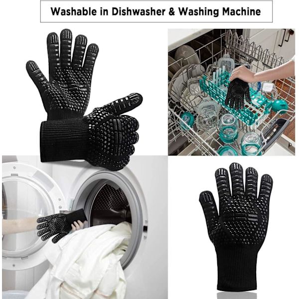Grillhandsker varmebestandige op til 800°C ovnhandsker Black one size