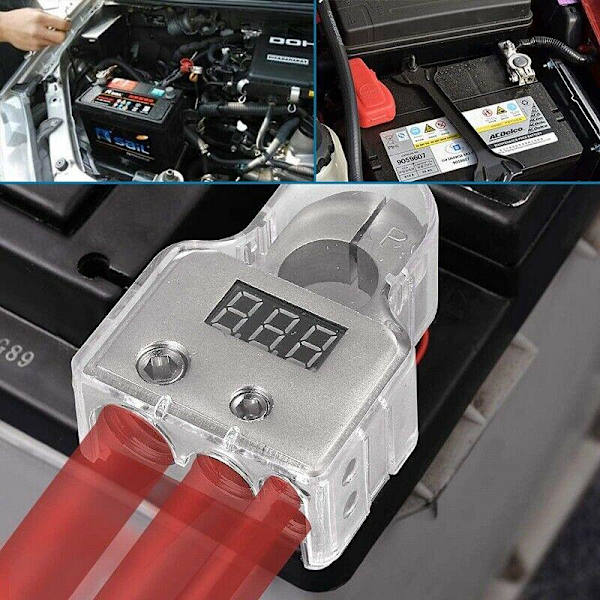 2x Batteriklämmor med LCD. Universal Silver