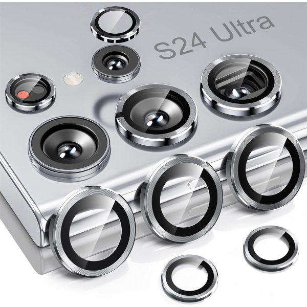 Silver Samsung S24 Ultra Kamera Linsskydd Transparent one size