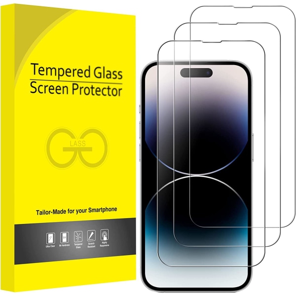 3X herdet glass beskyttelse iPhone 13 Pro Max / iPhone 14 Pro Ma Transparent
