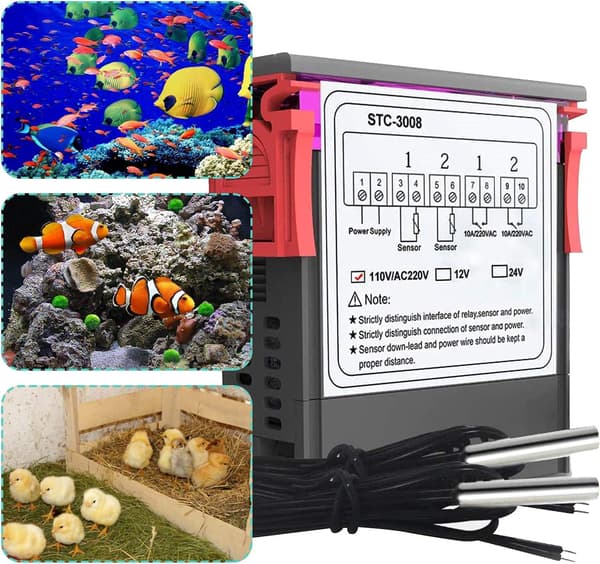STC-3008 220V Temperaturregulator, PID-regulator Svart