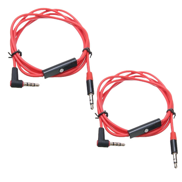 2x 3,5 mm stereolyd Aux-forlængerkabel til han - til vinklet Red
