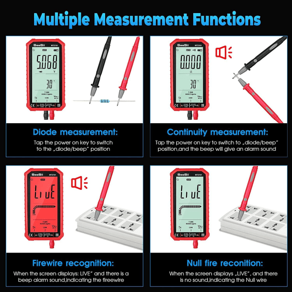 Digitalt multimeter med delt 4,7 tommer LCD. RØD Red one size