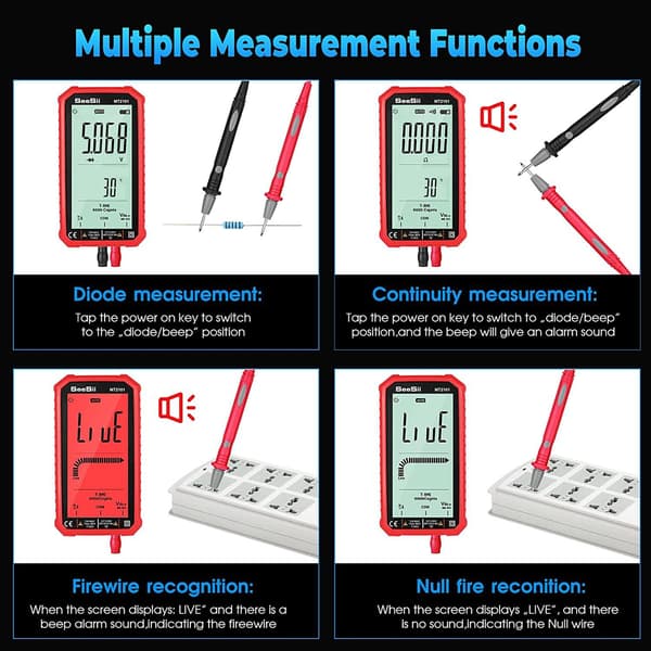 Digitalt multimeter med delt 4,7 tommers LCD. RØD Red one size