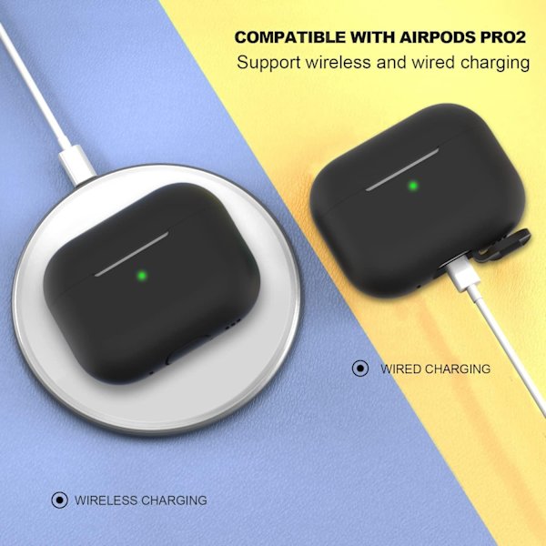 2x Sort Airpods PRO 2 Silikone skal Black one size