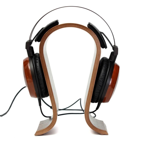Universal headset rack lavet af ægte træ i flere lag Brown