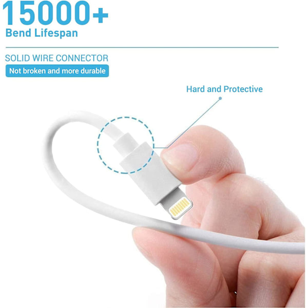 3X Lyn USB-kabel for Apple (2 meter) White
