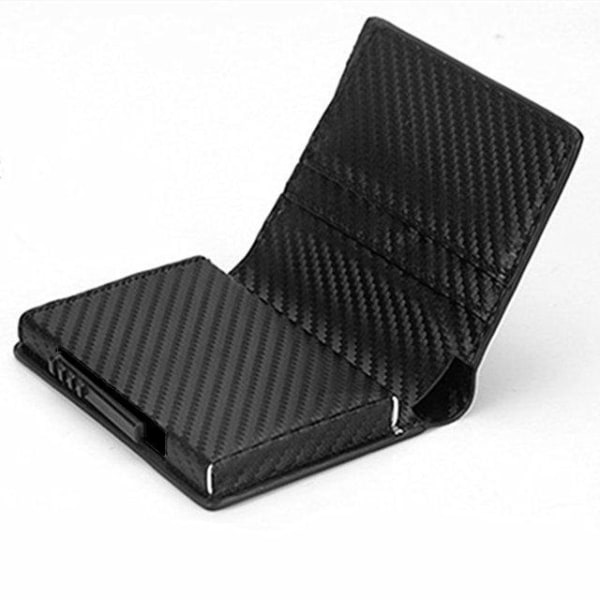 Carbon RFID - NFC Skydd Läder Plånbok Med Sedelfack Korthållare Svart one size