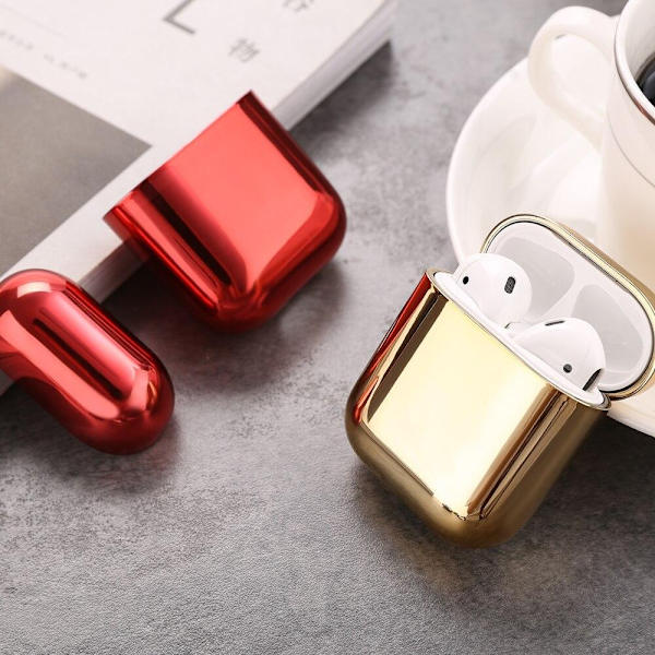 2x Guld Electroplate fodral Apple Airpods / Airpods 2 Guld one size